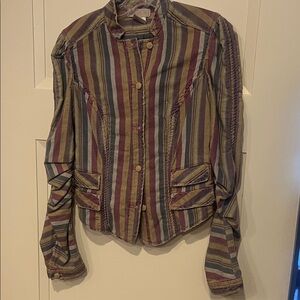 LaRok Striped Burgundy and Olive Blazer